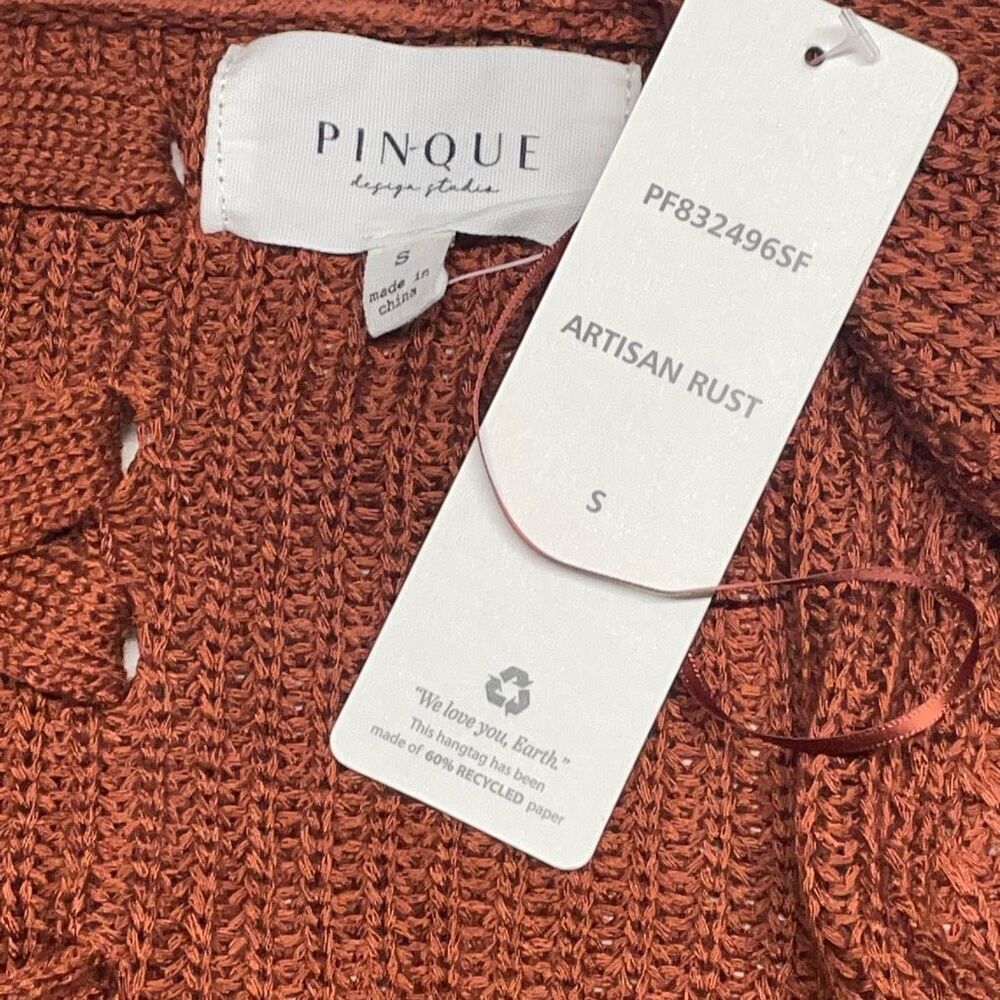 Pinque Rust Brown Open Front Laced Back Cardigan S N0512 - Picture 3 of 7